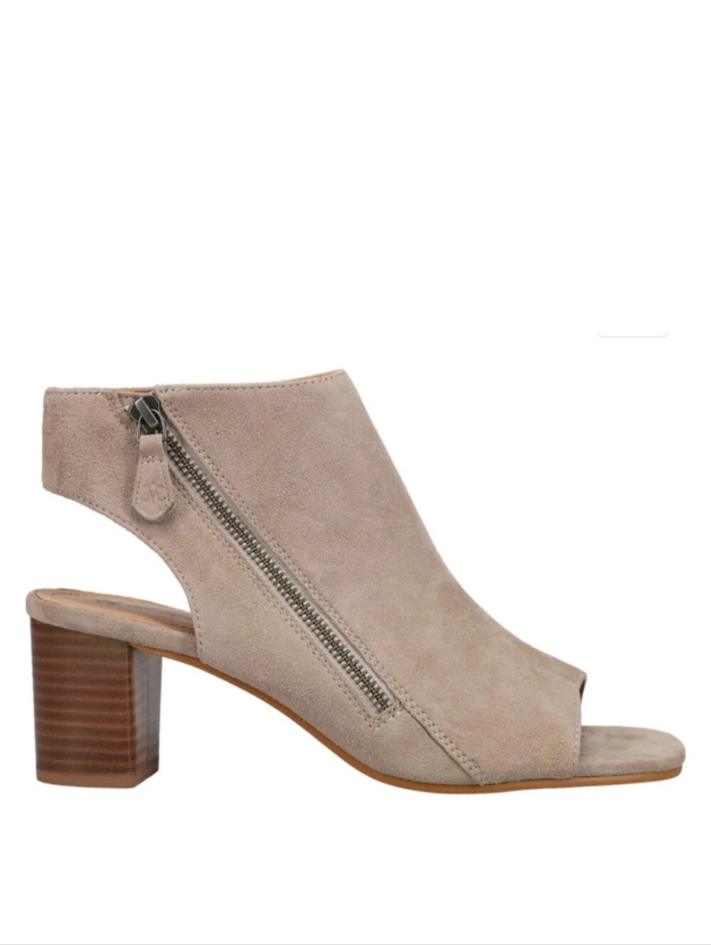 Johnston & Murphy Women's Evelyn Leather Suede Open-Toe Block Heel Sandal Taupe